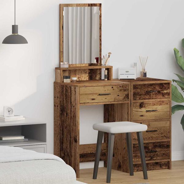 vidaXL Schminktisch mit Regal Altholz 50 x 41 x 140 cm Holzwerkstoff