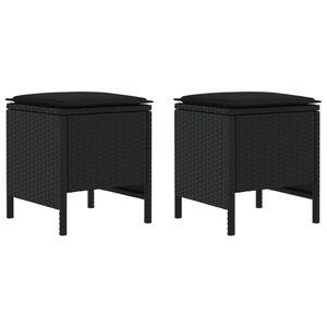 vidaXL 2 stk. Garten-Fu&szlig;hocker PE-Rattan Schwarz