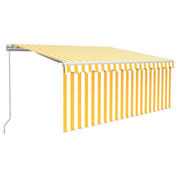 vidaXL Markise Manuell Einziehbar mit Rollo 3,5x2,5 m Gelb & Wei&szlig;