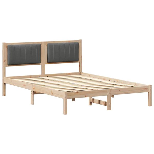 vidaXL Bettgestell mit gepolstertem Kopfteil Dunkelgrau 140 x 190 cm
