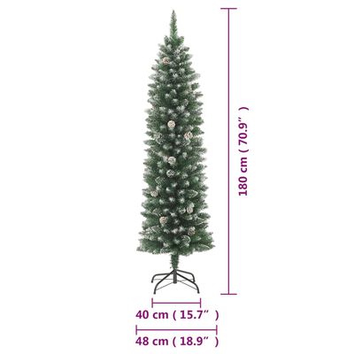 vidaXL Künstlicher Weihnachtsbaum mit Ständer Schlank 180 cm PVC