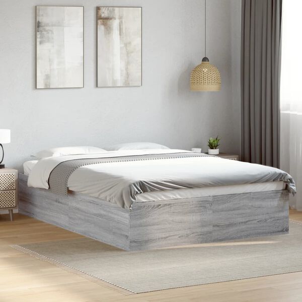 vidaXL Bettgestell Grau Sonoma 120x190 cm Holzwerkstoff