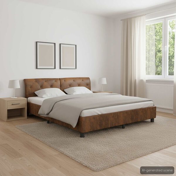 vidaXL Bettgestell Braun Wildleder-Optik 180 &times; 200 cm
