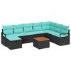 vidaXL Gartensofa-set mit Kissen 9 pcs Schwarz Poly-Rattan