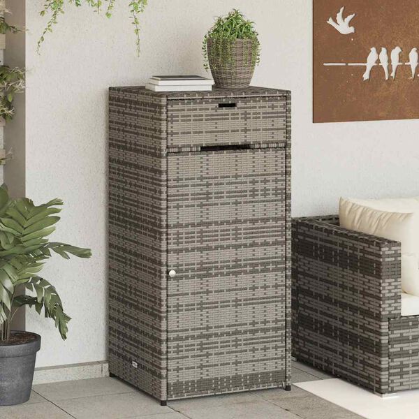 vidaXL Gartenschrank Grau 55x55x111 cm Poly Rattan