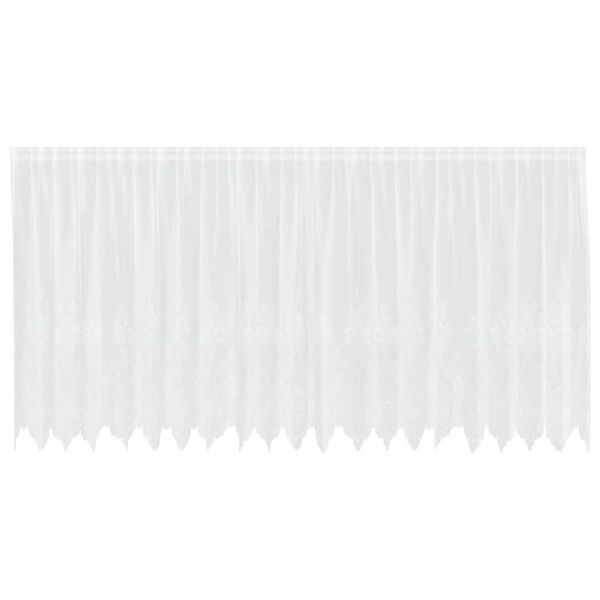 vidaXL Spitzenvorhang mit Vorh&auml;ngen Floral Wei&szlig; 180 x 500 cm Polyester