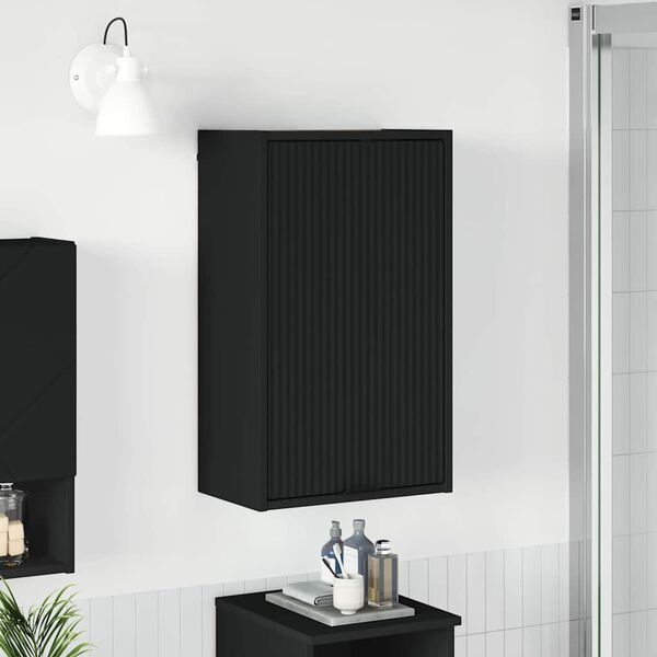 vidaXL Badezimmerschrank Wandmontiert Schwarz 39 x 23,5 x 65 cm