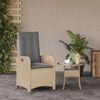 vidaXL Gartensessel mit Kissen Verstellbar Beigemischung Poly Rattan