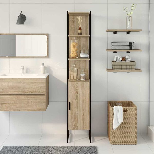 vidaXL Badezimmerschrank Sonoma 33 x 33 x 185,5 cm Holzwerkstoff