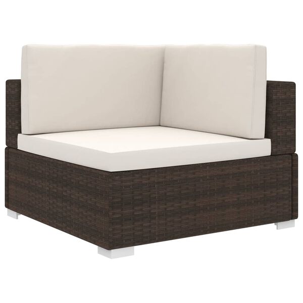 vidaXL Modular-Sofa-Eckteil 1 Stk. + Auflagen Poly Rattan Braun