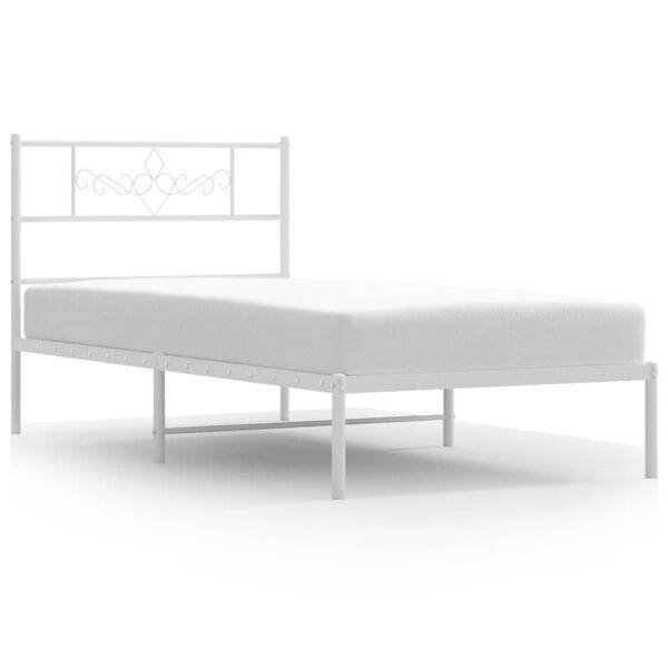 vidaXL Metallbett ohne Matratze mit Kopfteil Wei&szlig; 75x190 cm