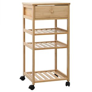vidaXL K&uuml;chenwagen mit R&auml;dern Natur 37 x 36 x 80 cm Bambus