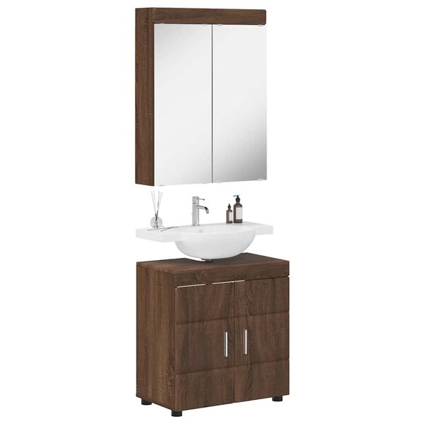 vidaXL Badezimmerm&ouml;bel-Set TULUM Braun Eichen-Optik Holzwerkstoff
