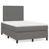 vidaXL Boxspringbett mit Matratze & LED Grau 120x190 cm Kunstleder
