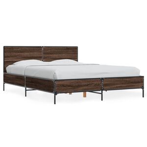 vidaXL Bettgestell Braun Eichen-Optik 140x190 cm Holzwerkstoff Metall