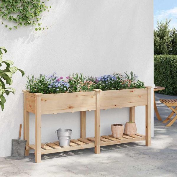 vidaXL Garten-Pflanzgef&auml;&szlig; mit Regal Beige 161,5 x 45 x 76,5 cm