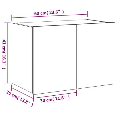 vidaXL TV-Wandschrank mit LED-Leuchten Braun Eichen-Optik 60x35x41 cm