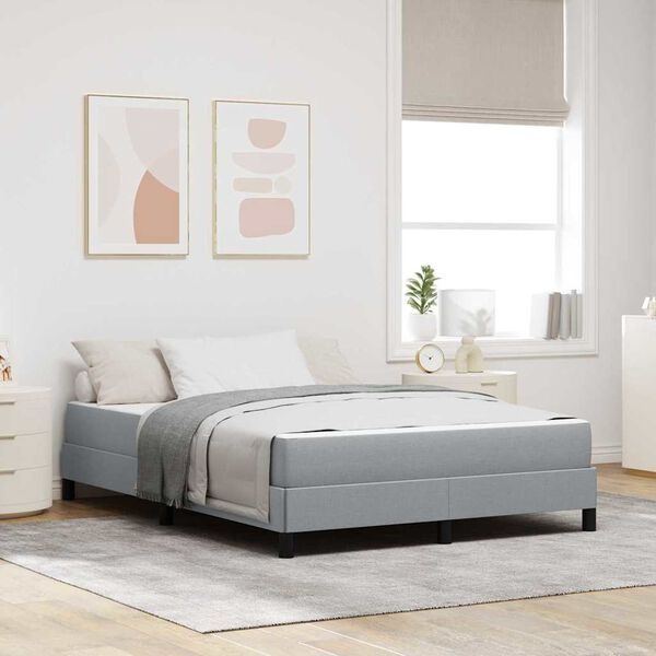 vidaXL Boxspringbett mit Matratze Hellgrau 140 x 190 cm Stoff