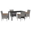 vidaXL Garten Essgruppe mit Kissen 5 pcs Grau Poly-Rattan