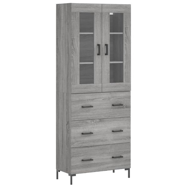 vidaXL Highboard Grau Sonoma 69,5x34x180 cm Holzwerkstoff
