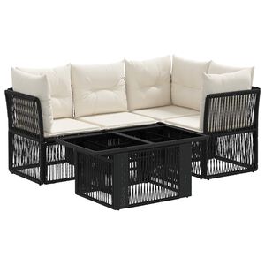 vidaXL Gartensofa-set 5 stk. Schwarz Poly-Rattan