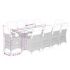 vidaXL 11-tlg. Garten-Bistro-Set mit Kissen Grau Poly Rattan