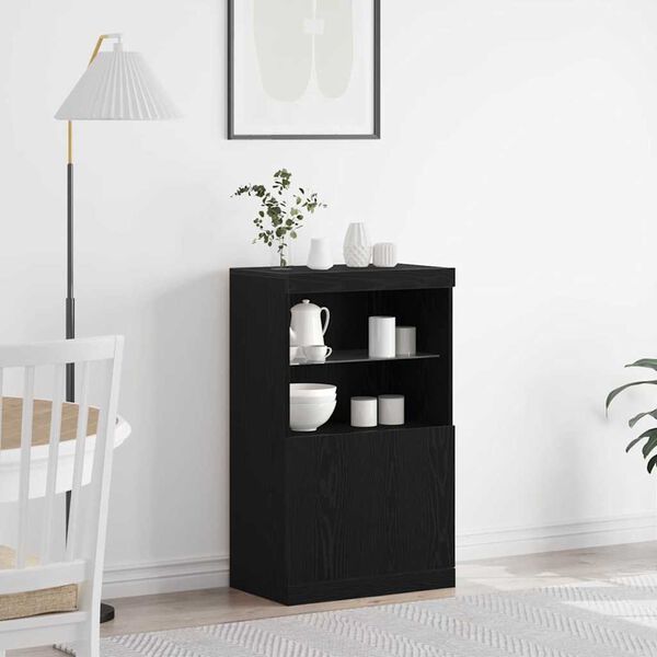 vidaXL LED-Sideboard Schwarz 60 x 37 x 100 cm Holzwerkstoff
