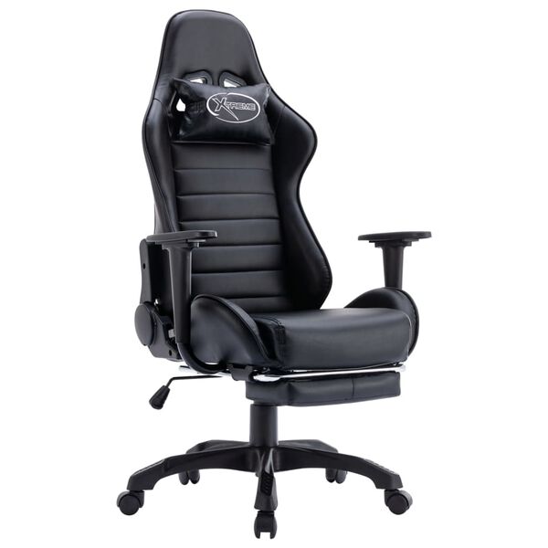 vidaXL Gaming-Stuhl mit Fu&szlig;st&uuml;tze Schwarz Kunstleder
