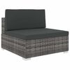 vidaXL Modular-Sofa-Mittelteil 1 Stk. + Auflagen Poly Rattan Grau