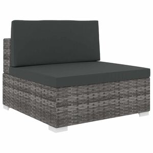 vidaXL Modular-Sofa-Mittelteil 1 Stk. + Auflagen Poly Rattan Grau
