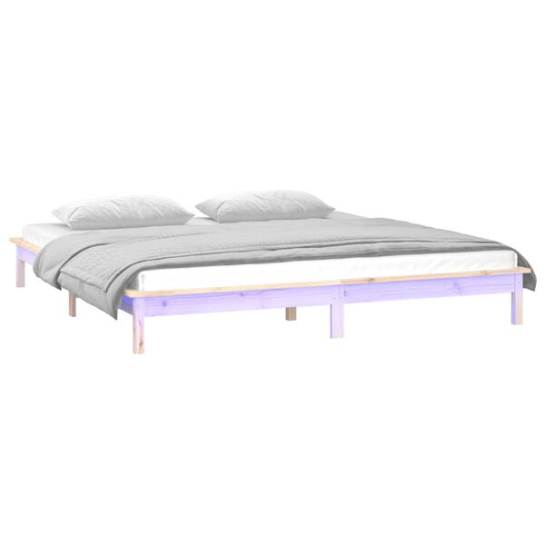 vidaXL Massivholzbett mit LEDs 140x190 cm