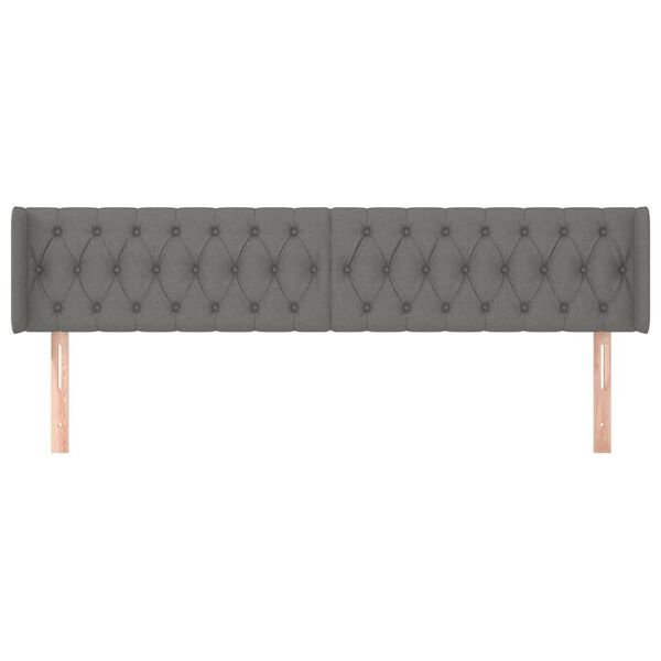 vidaXL Kopfteil mit Ohren Dunkelgrau 203x16x78/88 cm Stoff