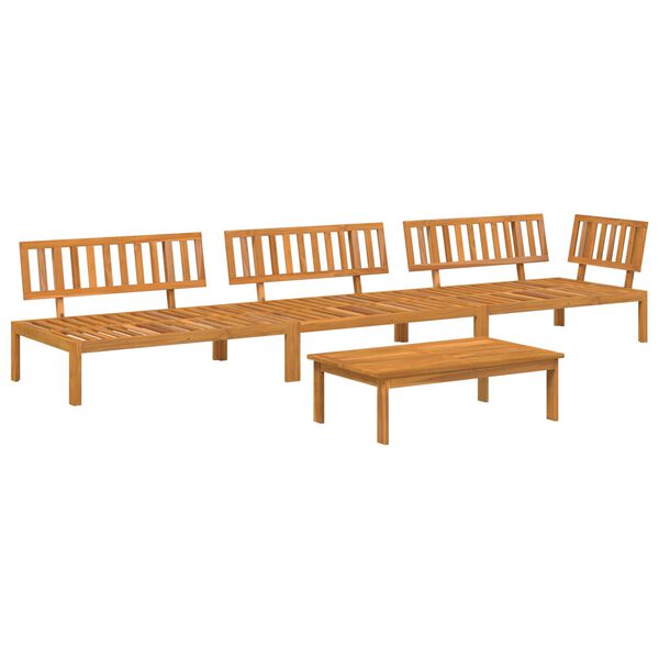 vidaXL Sofa Set mit Kissen Uni 4 pcs Anthrazit Massivholz Akazie