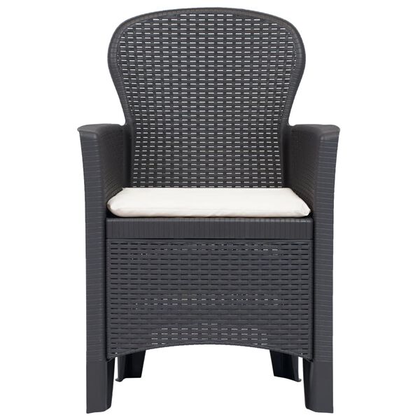 vidaXL Gartenstuhl 2 Stk. mit Kissen Braun Kunststoff Rattan-Optik