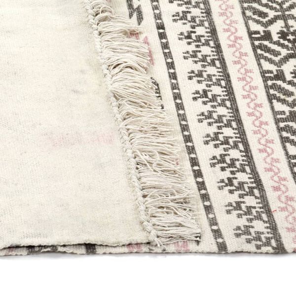 vidaXL Kelim-Teppich Baumwolle 160x230 cm mit Muster Grau/Rosa