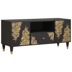 vidaXL TV-Schr&auml;nk mit Regal Schwarz 105 x 33 x 46 cm Massivholz Mango