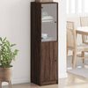 vidaXL Highboard mit Glast&uuml;r Braun Eichen-Optik 35x37x142 cm