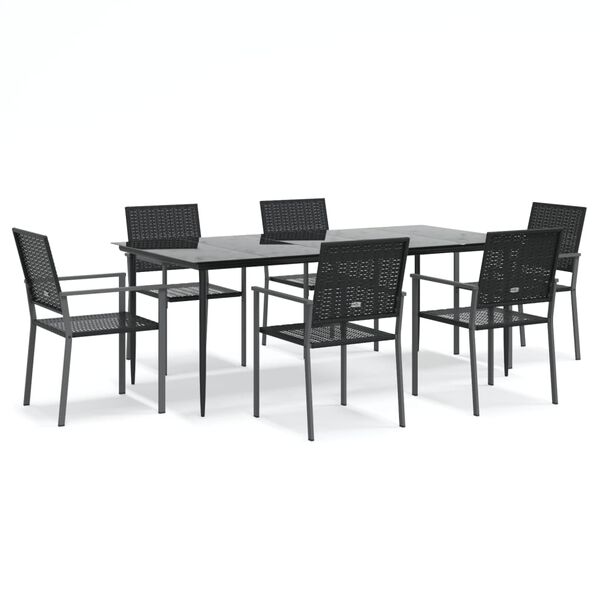vidaXL 7-tlg. Garten-Essgruppe Poly Rattan und Stahl