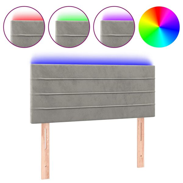 vidaXL LED Kopfteil Hellgrau 90x5x78/88 cm Samt