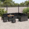 vidaXL Garten-Sofa-Set mit Kissen mit Speicher 12 pcs Schwarz