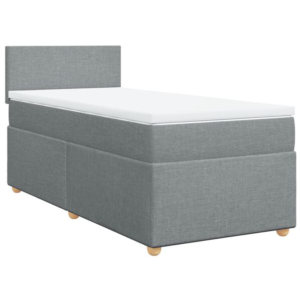 vidaXL Boxspringbett mit Matratze Hellgrau 80x200 cm Stoff