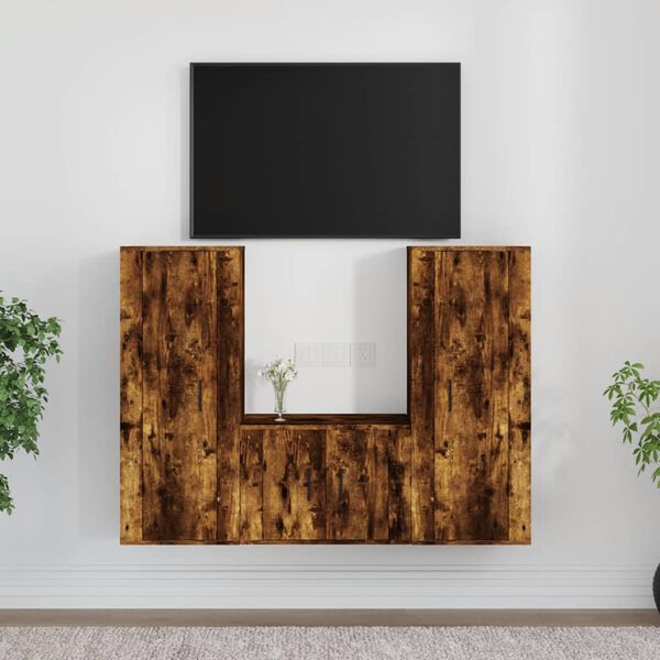 vidaXL 3-tlg. TV-Schrank-Set R&auml;uchereiche Holzwerkstoff