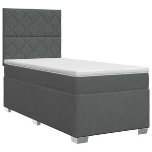 vidaXL Boxspringbett mit Matratze Dunkelgrau Einzeln Stoff