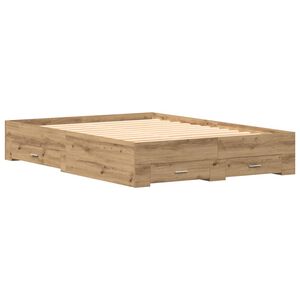 vidaXL Bettrahmen Artisan-Eiche 135 x 190 cm Holzwerkstoff