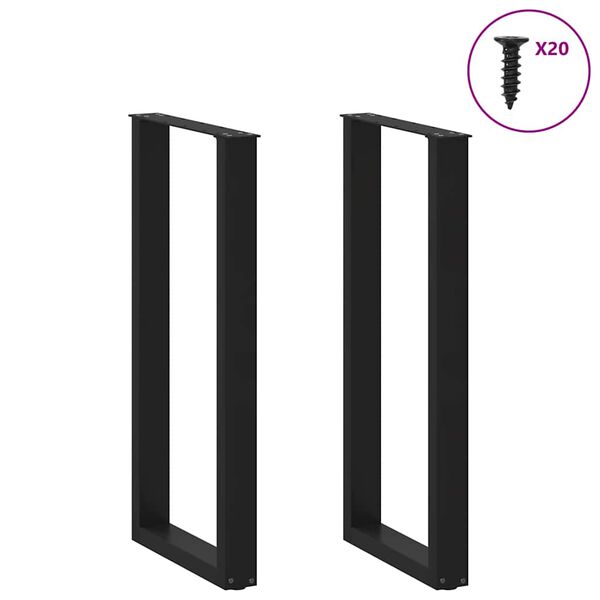 vidaXL Bartischbeine U-Form 2 Stk. Schwarz 40x(100-101) cm Stahl