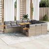 vidaXL 11-tlg. Garten-Sofagarnitur mit Kissen Beige Poly Rattan Akazie