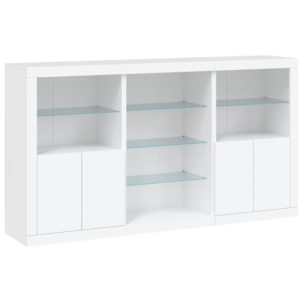 vidaXL Sideboard mit LED-Leuchten Wei&szlig; 181,5x37x100 cm
