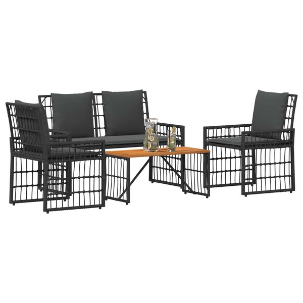vidaXL Gartenm&ouml;bel Set 4 pcs Schwarz und Dunkelgrau