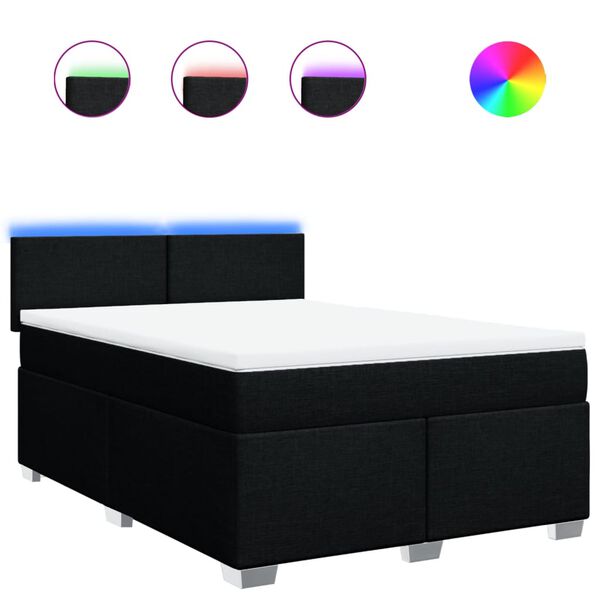 vidaXL Boxspringbett mit Matratze Schwarz 140x190 cm Stoff