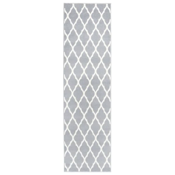 vidaXL Teppichl&auml;ufer BCF Grau und Wei&szlig; 60x200 cm